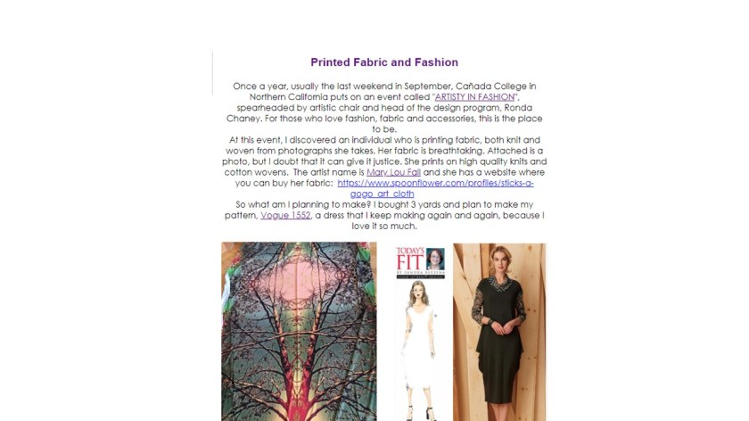 Sandra Betzina's Newsletter